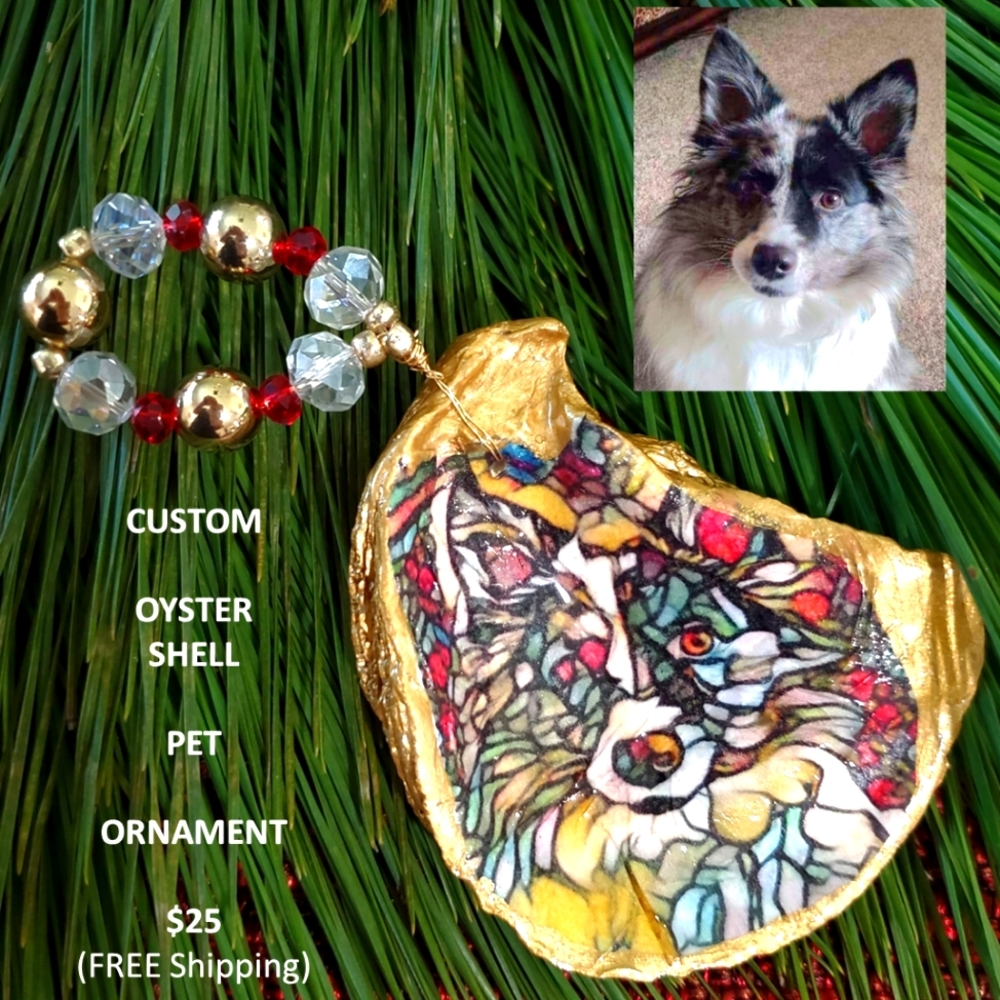 Oyster Shell Christmas Ornament fromYOUR PET'S photo